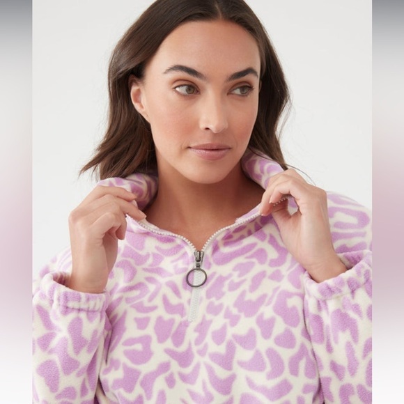 🔆 O'Neill🔆 Womens Sierra Fleece Top jacket cozy warm zip cheetah - Picture 9 of 16